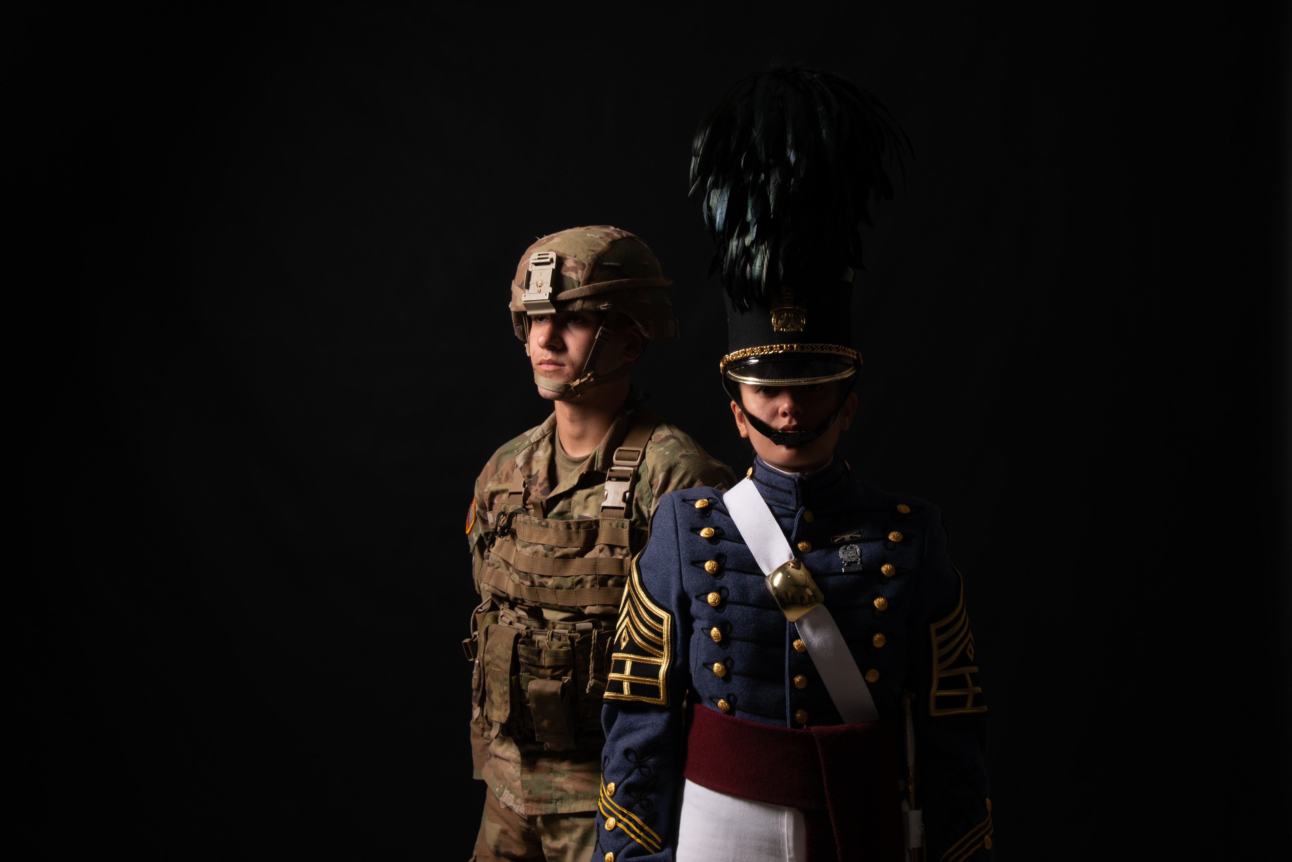 Cadets in dress uniform and battle ready gear