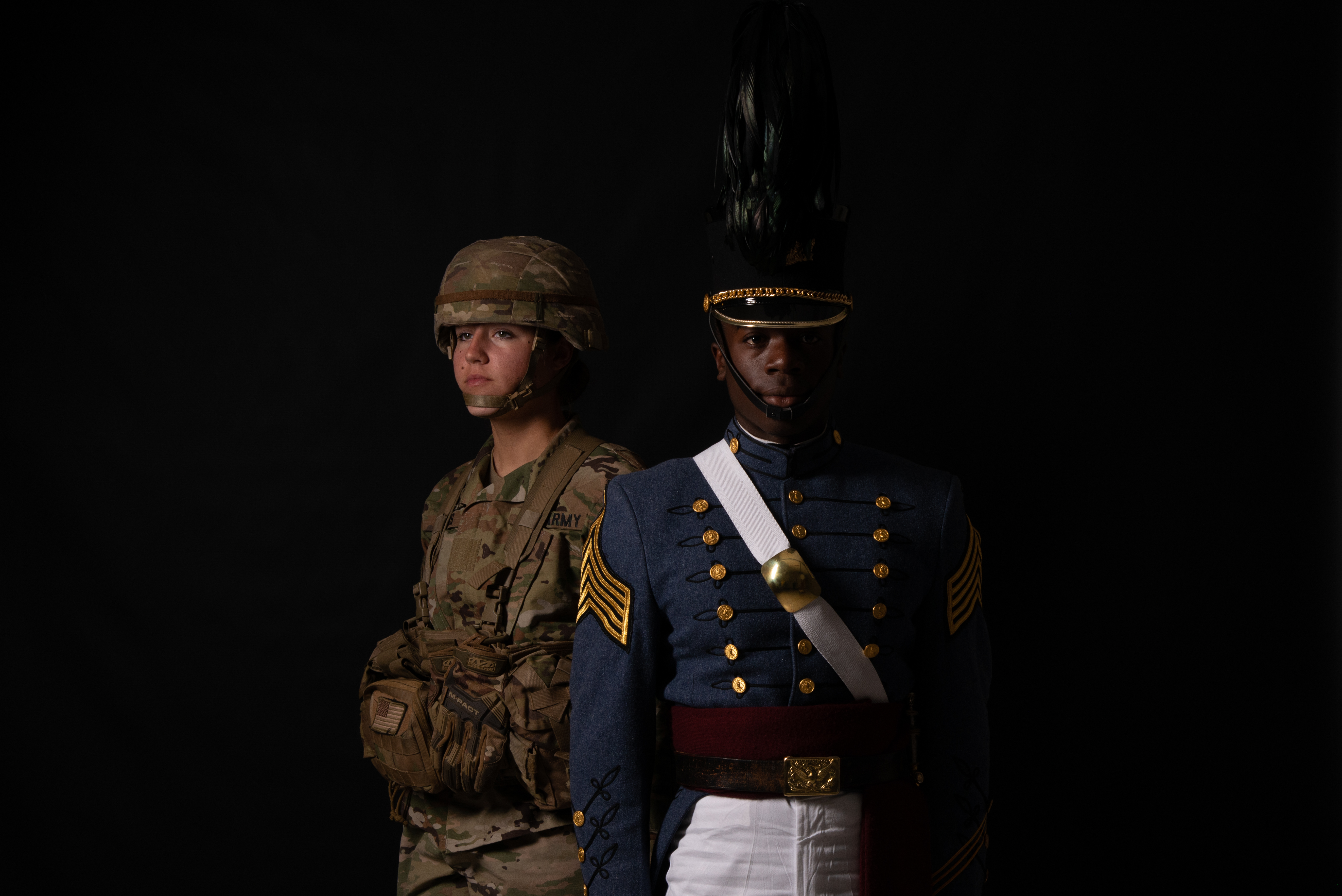 Cadets in dress uniform and battle ready gear